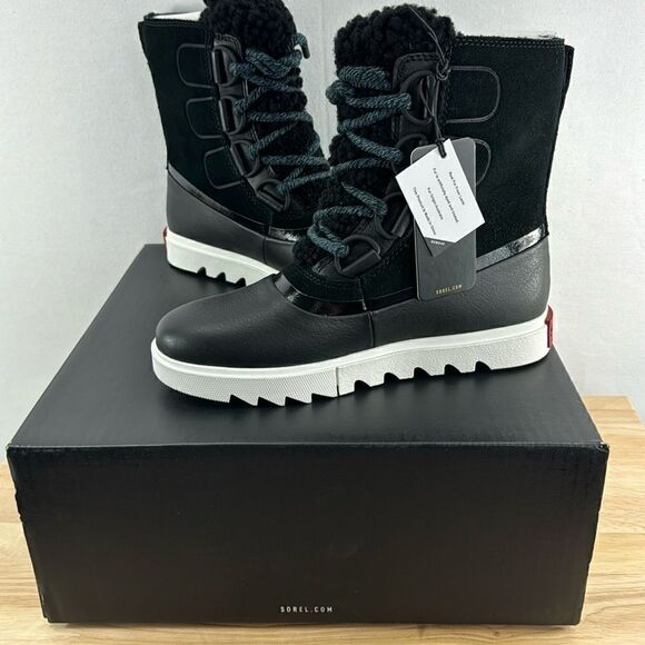 Sorel Joan of Artic Next Lite WP Boot- Black/Sea Salt- Size 6- NIB - Picture 1 of 9